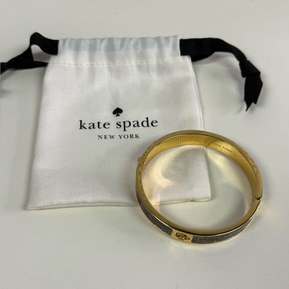 Kate Spade Glitter Hole Punch Gold Hinge Bracelet - Picture 7 of 7